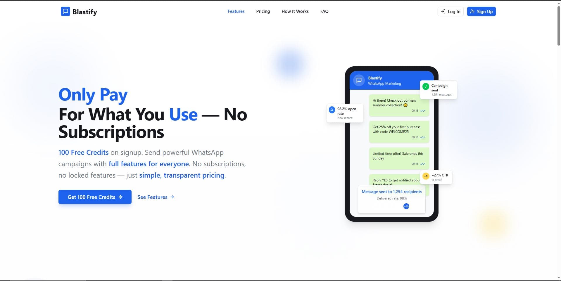 Screenshot of Blastify: AI-Driven WhatsApp Marketing & CRM SaaS