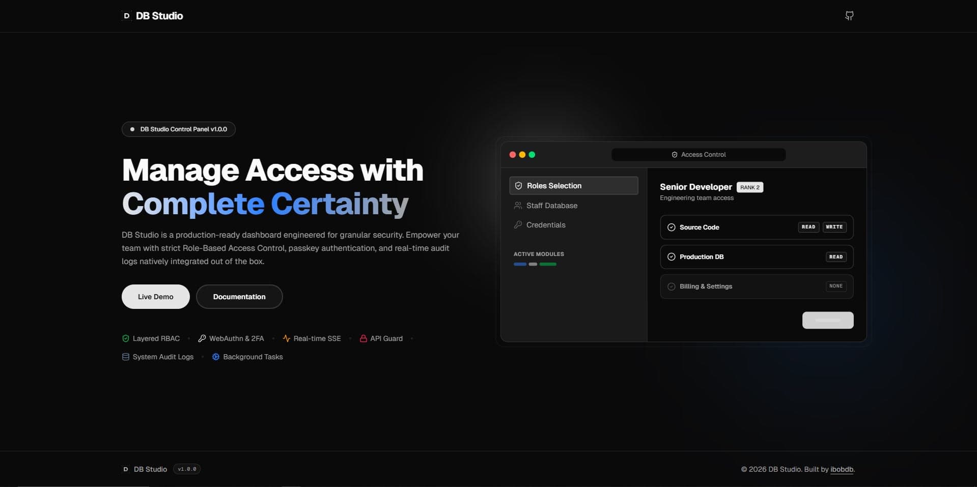 Screenshot of DB Studio: Production-Ready Full-Stack Admin Boilerplate